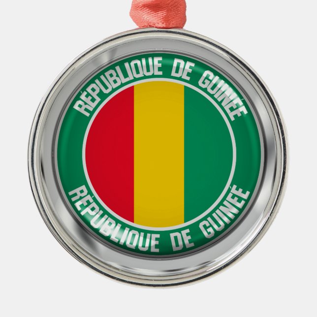 Guinea Round Emblem Metal Tree Decoration (Front)