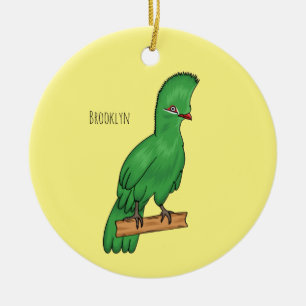 Guinea turaco bird cartoon illustration ceramic tree decoration