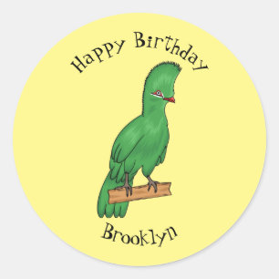 Guinea turaco bird cartoon illustration  classic round sticker