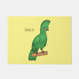 Guinea turaco bird cartoon illustration doormat