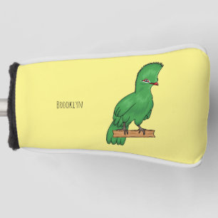 Guinea turaco bird cartoon illustration golf head cover