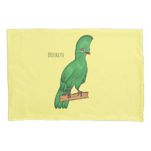 Guinea turaco bird cartoon illustration pillowcase