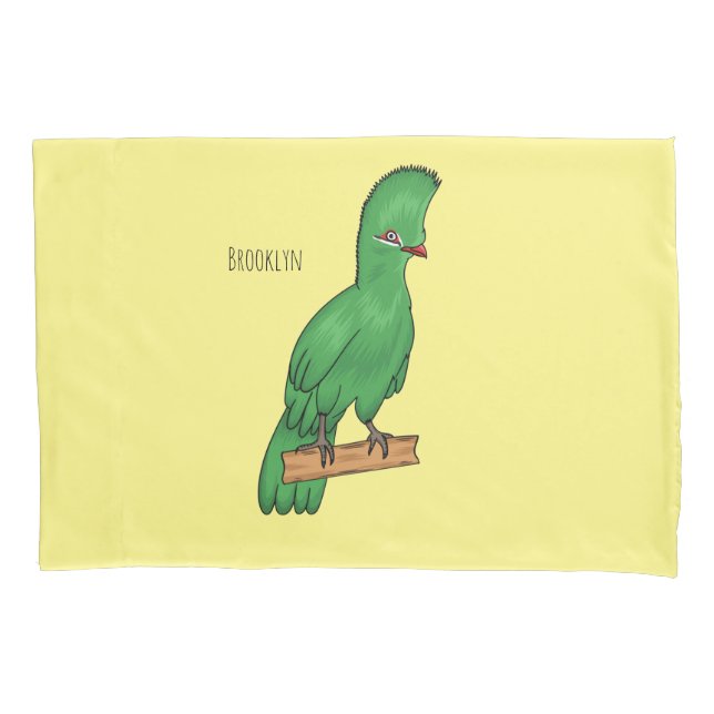 Guinea turaco bird cartoon illustration pillowcase (Front)