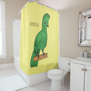 Guinea turaco bird cartoon illustration shower curtain