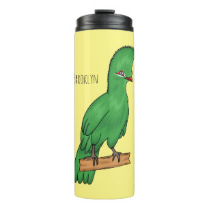 Guinea turaco bird cartoon illustration thermal tumbler