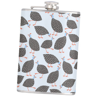 Guineafowl Fun Bird Pattern Hip Flask