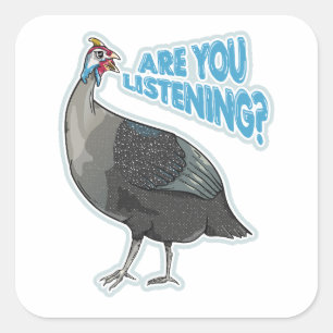 Guineafowl Funny loud bird cartoon Square Sticker
