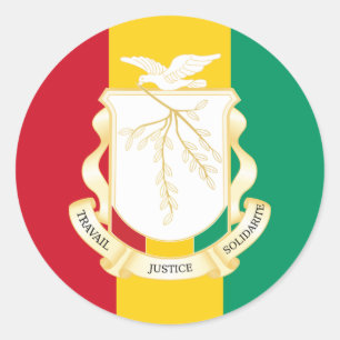 Guinean Flag & National Seal, Flag of Guinea Classic Round Sticker