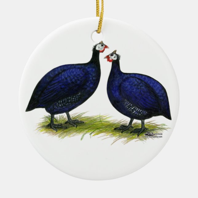 Guineas Royal Purple Pair Ceramic Tree Decoration (Front)