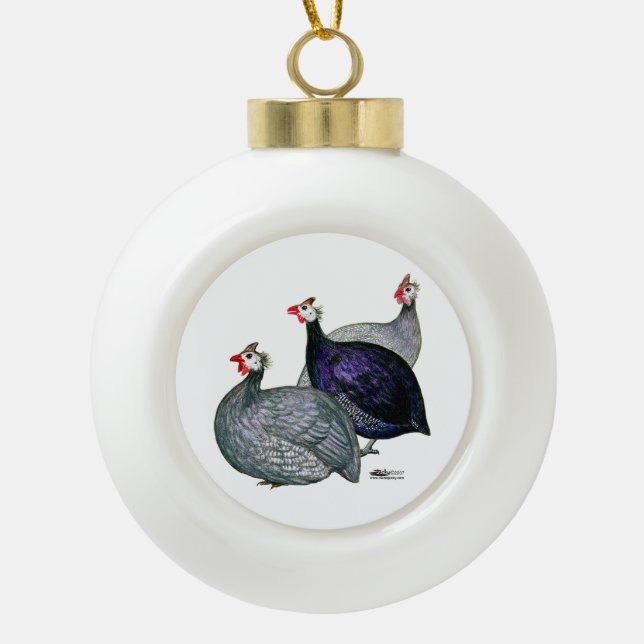 Guineas Three Ceramic Ball Christmas Ornament (Front)