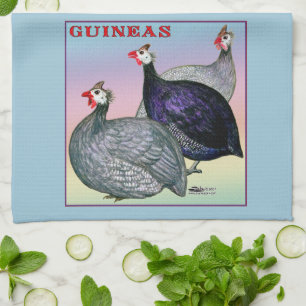 guineas Three Fowl Tea Towel