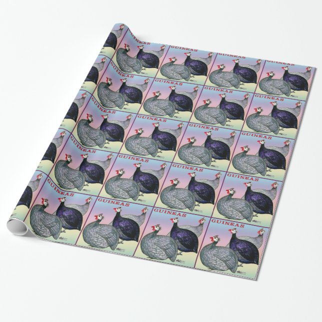 Guineas Three Fowl Wrapping Paper (Unrolled)