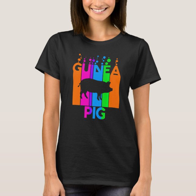 Guines Pig Animal Rainbow Bubble With Silhouette T-Shirt (Front)