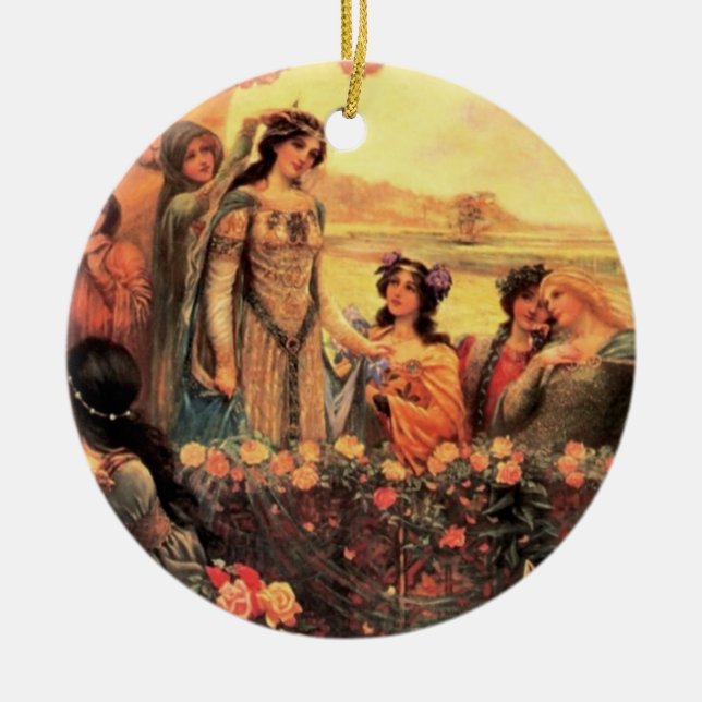 Guinevere in Camelot Ceramic Tree Decoration (Front)