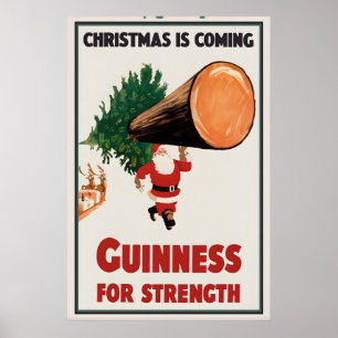Guinness Santa Christmas Poster Print  Irish Stout