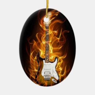 Guitair Flames Ceramic Tree Decoration