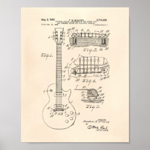 Guitar 1955 Patent Art - Old Peper Poster
