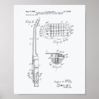 Guitar 1955 Patent Art White Paper