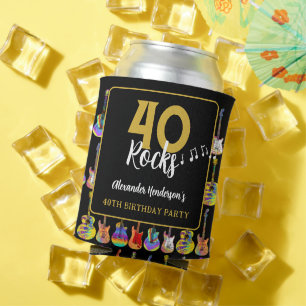 Guitar 40th Birthday Party Rock and Roll Can Cooler