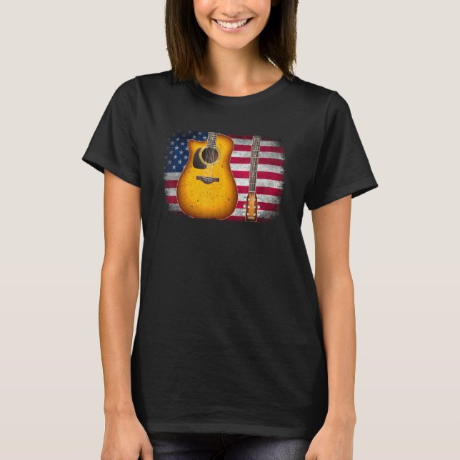Guitar 4th Of July  American Flag For Men Women T-Shirt (Front)