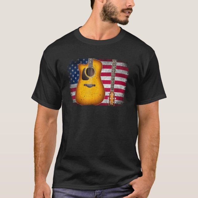 Guitar 4th Of July  American Flag For Men Women T-Shirt (Front)