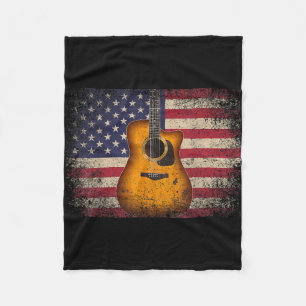 Guitar 4th of July Gift American Flag USA - Countr Fleece Blanket