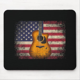 Guitar 4th of July Gift American Flag USA - Countr Mouse Mat