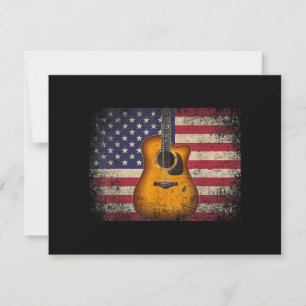 Guitar 4th of July Gift American Flag USA - Countr Thank You Card