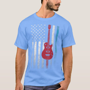 Guitar 4th of July Gift American Flag USACountry M T-Shirt