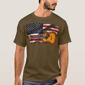 Guitar 4th of July Gifts American Flag USA Countr T-Shirt