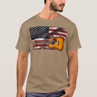 Guitar 4th of July Gifts American Flag USACountry T-Shirt