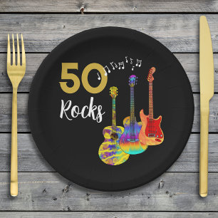 Guitar 50th birthday party 50 rocks paper plate