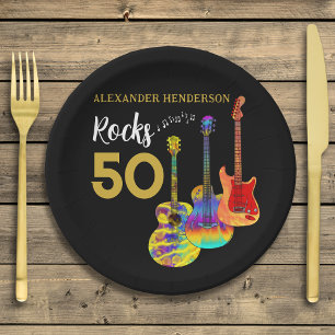 Guitar 50th birthday party 50 rocks paper plate