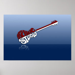 guitar-564924 MUSIC STUDIO GUITAR TYPOGRAPHY RED W Poster