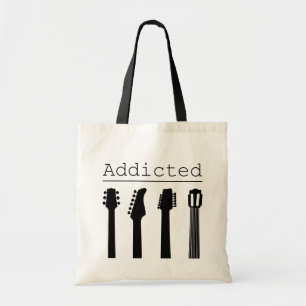 Guitar addicted tote bag