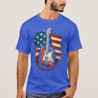 Guitar American Flag USA Country Music 4th of July T-Shirt