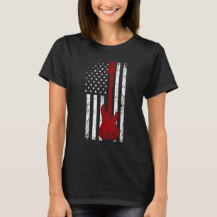 Guitar American US Flag Music Player Electrics Gui T-Shirt