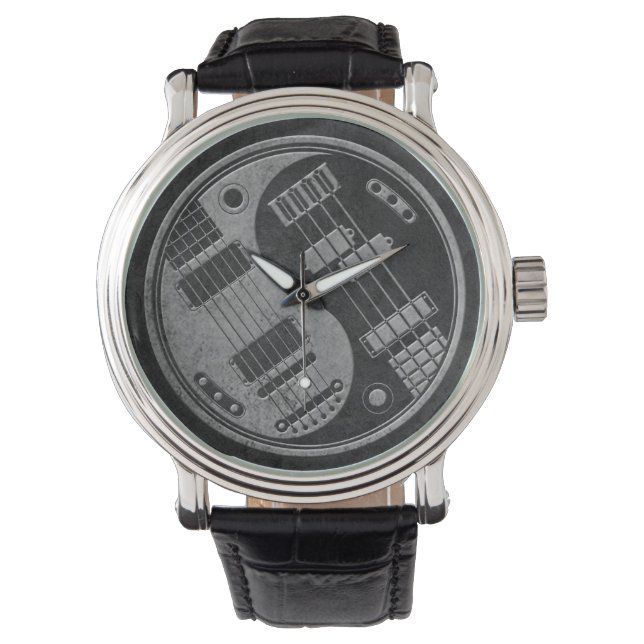Guitar and Bass Yin Yang with Dark Texture Watch (Front)