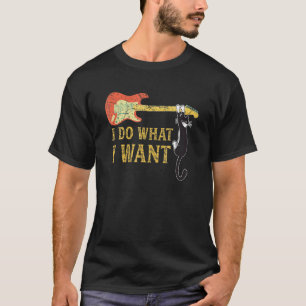 Guitar And Cat Cat Hanging On Guitar T-Shirt