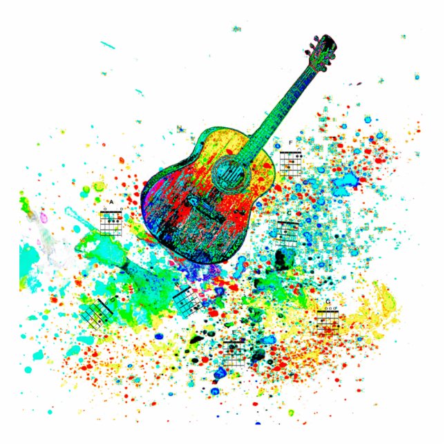 Guitar and chords splatter magnet photo sculpture magnet (Front)