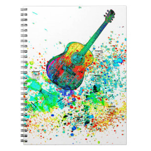 Guitar and chords splatter notebook