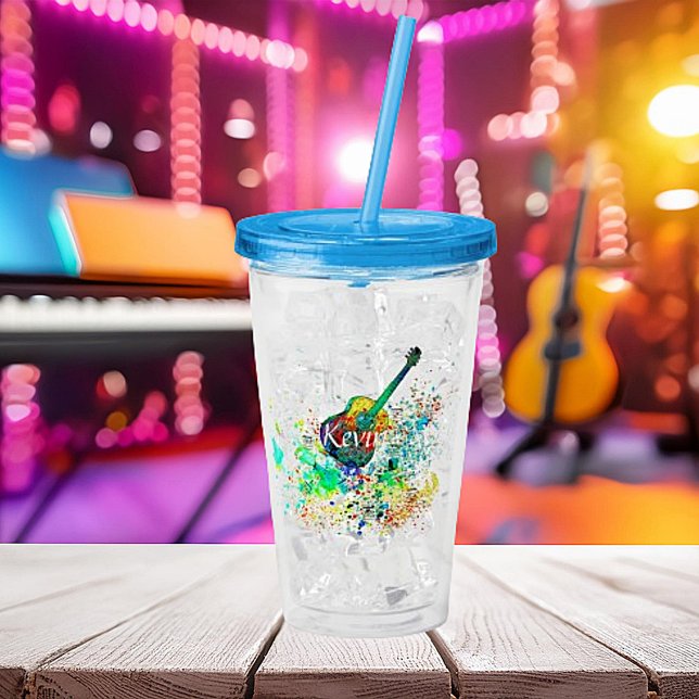 Guitar and chords splatter personalised   acrylic tumbler (Creator Uploaded)