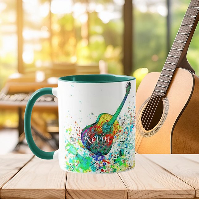 Guitar and chords splatter personalised mug (Creator Uploaded)