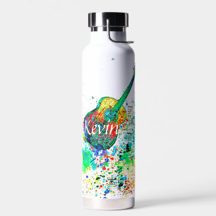 Guitar and chords splatter personalised  water bottle