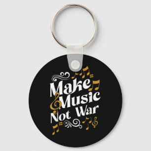 Guitar And Drummer Jazz Band Make Music Not War Key Ring