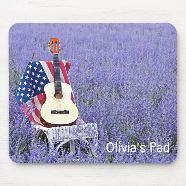 Guitar and Flag on Chair Mouse Mat (Front)