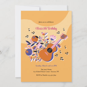 Guitar and Flowers Invitation