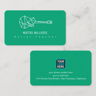 Guitar and Logo Musician Green-Blue Business Card