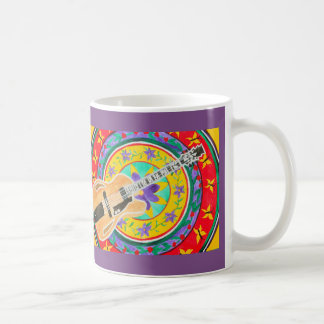Guitar and Mandala Watercolor Coffee Mug