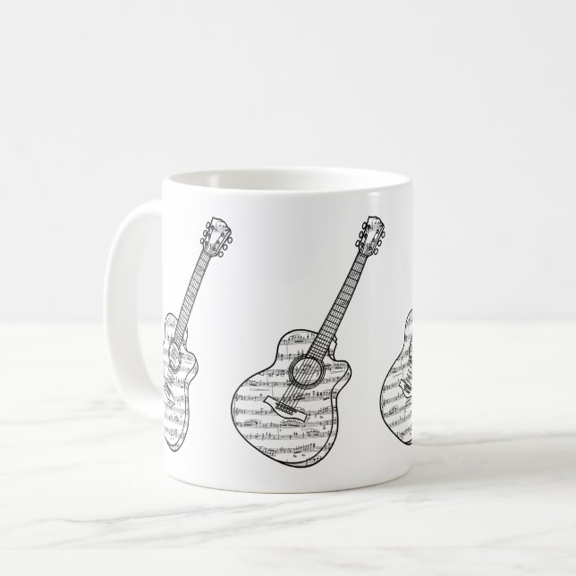 Guitar and Music Notes Coffee Mug (Front Left)